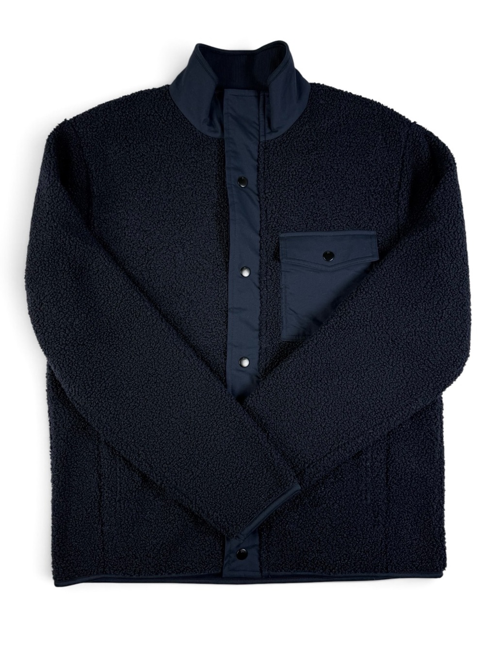 NWOT Banana Republic Men’s Sherpa Fleece Jacket Dark Navy Snap Front M